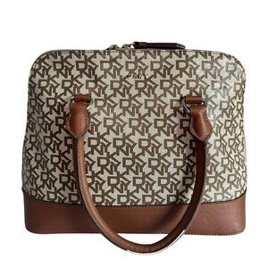 DKNY Women Bryant  MD ROUND Brown/ Beige Satchel Bag Purse MSRP:$198